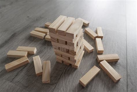 Board Game Jenga Tower Of Wooden Blocks Stock Image Image Of Wooden