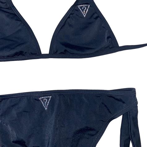 Y2k Guess Bikini Black With Cute Rhinestones Depop
