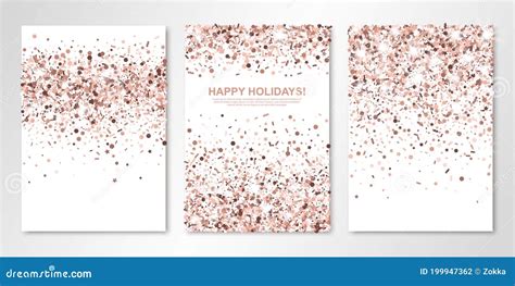 Banners Set With Nude Confetti On White Vector Flyer Design Templates For Wedding Invitation