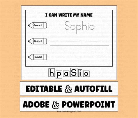 Editable Name Tracing Worksheet Printable Autofill Handwriting Etsy