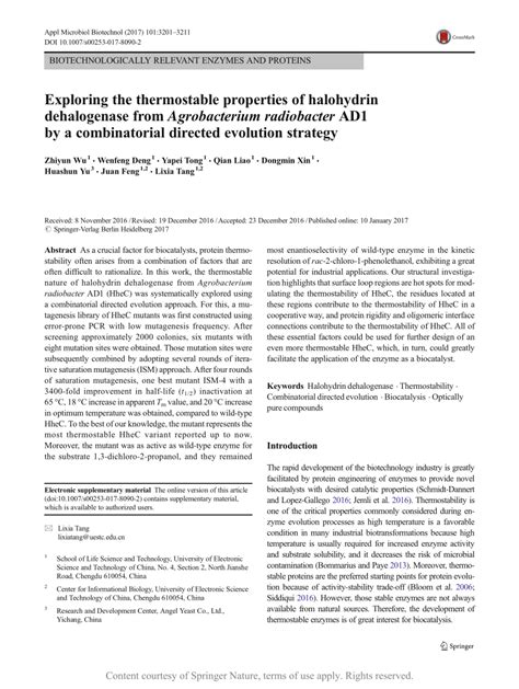 Exploring the thermostable properties of halohydrin dehalogenase from ...