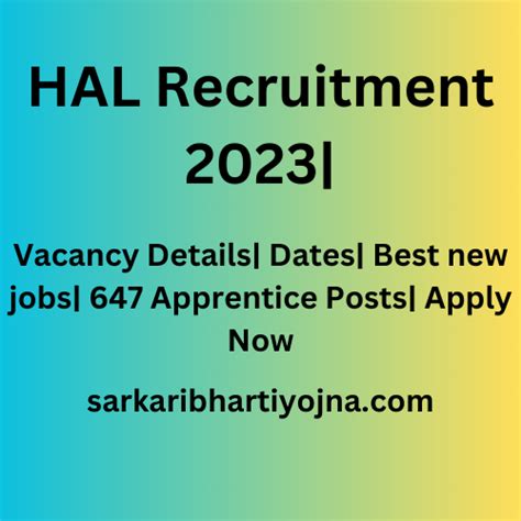 HAL Recruitment 2023 Apply Online Starts For 647 Vacancies Sarkari