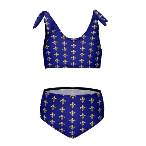 Royal Fleur De Lys Blue Girl S Piece Bikini Set Beach Sport Swimsuit Swimwear Y Cm