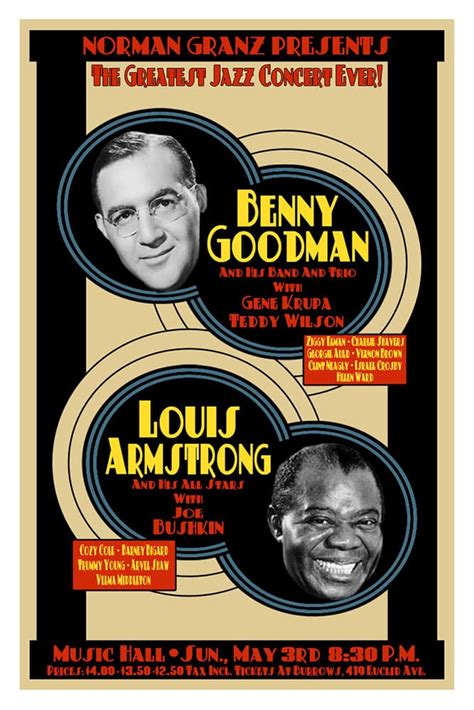 Benny Goodman Louis Armstrong 1953 Cleveland Concert Poster Raw