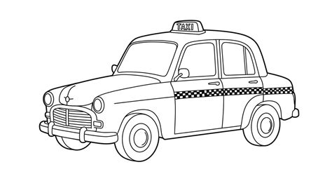 taxi cab coloring page  vector art  vecteezy