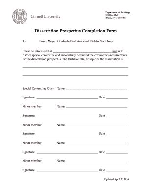 Fillable Online People Soc Cornell Dissertation Prospectus Completion