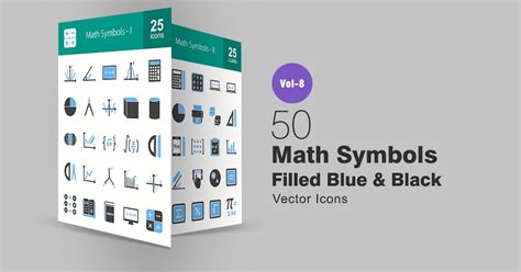 50 Math Symbols Blue & Black Icons by IconBunny on Envato Elements