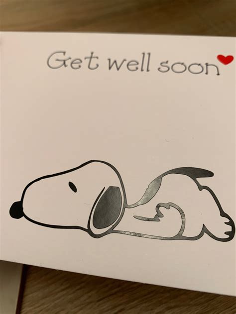 Get Well Soonsnoopy Card Black And White Can Be Personalised Etsy