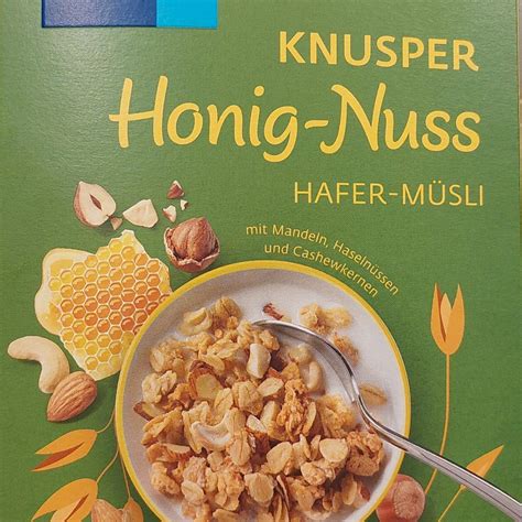 Honig Nuss Hafer Müsli Knusper Kölln kalorie kJ a nutriční hodnoty