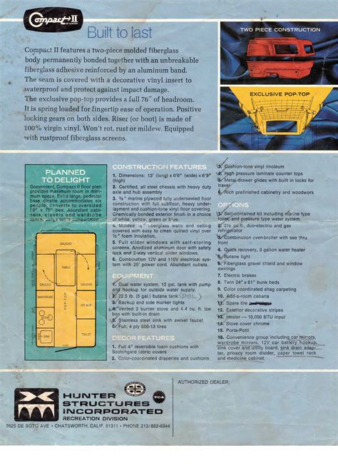 Sales Brochures – Hunter Compact Fiberglass Campers