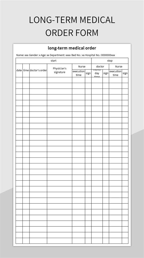 Long-term Medical Order Form Excel Template And Google Sheets File For