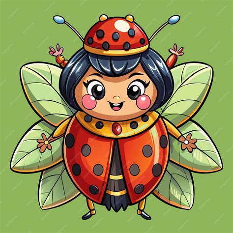 A ladybug with a ladybug on her head | Premium AI-generated vector