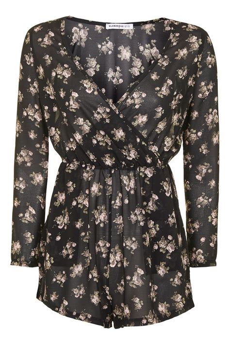 Floral Wrap Front Playsuit By Glamorous Petites Topshop Clothes