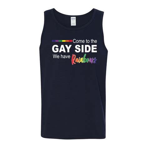 Come To The Gay Side We Have Rainbows Lgbt Pride Mens Tank Top Navy Blue Xl Walmart