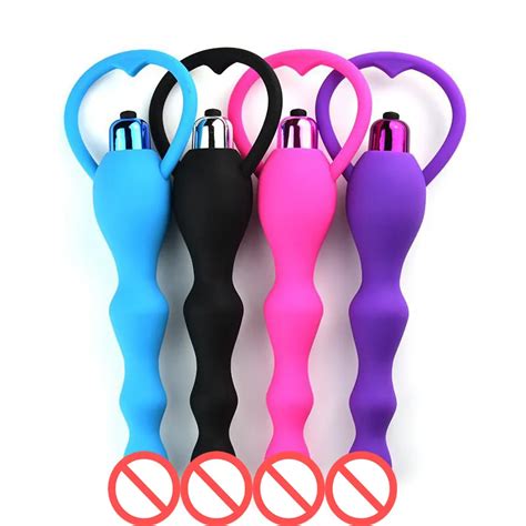 Sex Toy Massagers Anal Vibrator Waterproof Silicone Butt Plug Adult Erotic Product L Beads