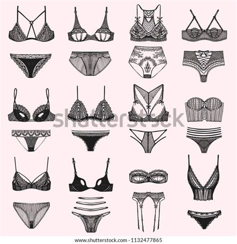 Vector Collection Lingerie Hand Drawn Illustrations Vetor Stock Livre De Direitos
