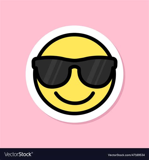 Smiling Face With Sunglasses Emoji Sticker Black Vector Image