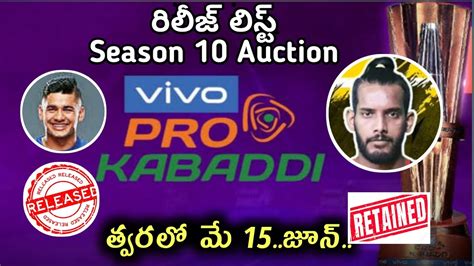 Pro Kabaddi Season Auction And Relase Date Pro Kabadd Season