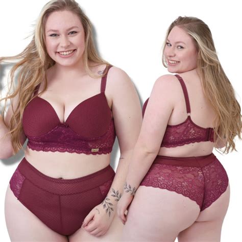 Kit Lingerie Sexys Plus Size Calcinha Cintura Alta Sutiã Frete grátis