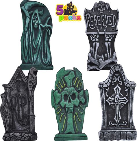 JOYIN 17 Halloween Foam Graveyard Tombstone 5 Pack Headstone With