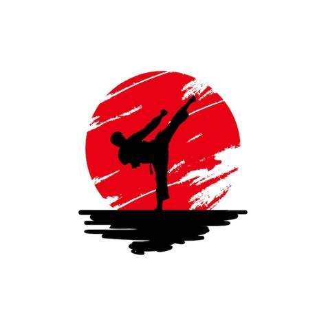 Premium Vector Karate Logo With Red Sunset