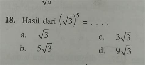 Hasil Dari Akar 3 Pangkat 2 Adalah