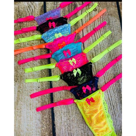 Kit Calcinhas Color Neon Fio Dental Sexy Rendada Regulagem Tanga Lingerie Shopee Brasil