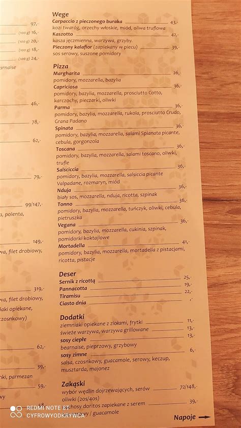 Menu At Orro Restauracja Bar Szczecin Arko Ska