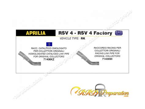 Raccord ARROW Pour Silencieux RACE TECH Sur APRILIA RSV 4 1100 Factory