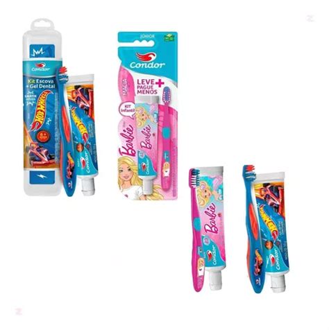 Kit Escova Pasta De Dente Infantil Hot Wheels Barbie MercadoLivre
