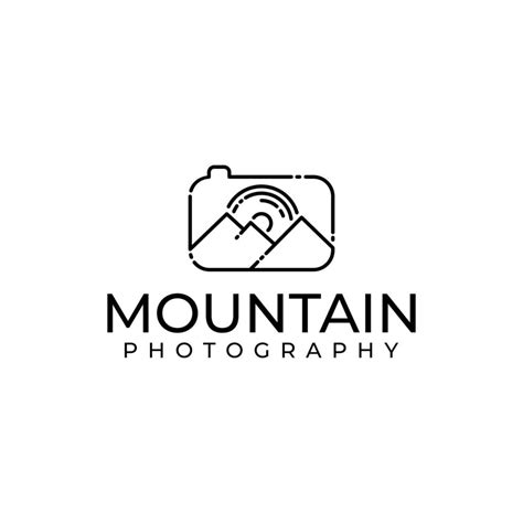 Photography Lens Logo Design And Mountain Icon For Outdoor Adventure