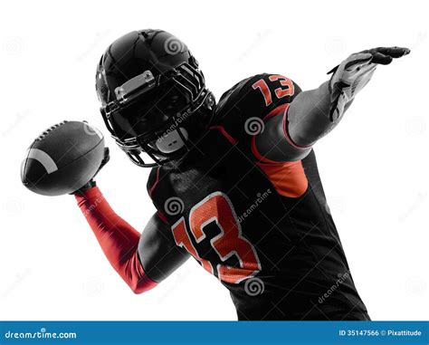 American Football Player Quarterback Passing Portrait Silhouette Royalty Free Stock Image