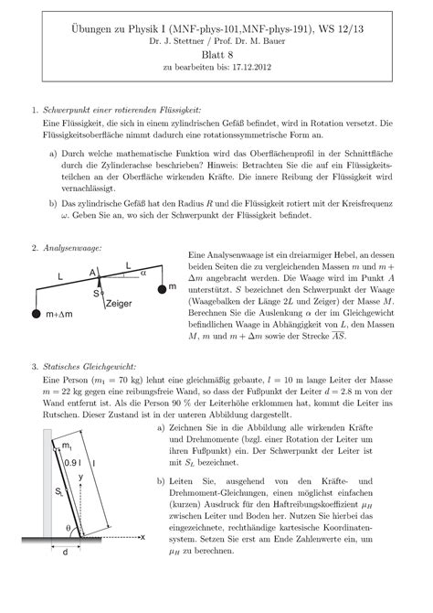 Bungen Bungsaufgaben Physik Ubungen Zu Physik I