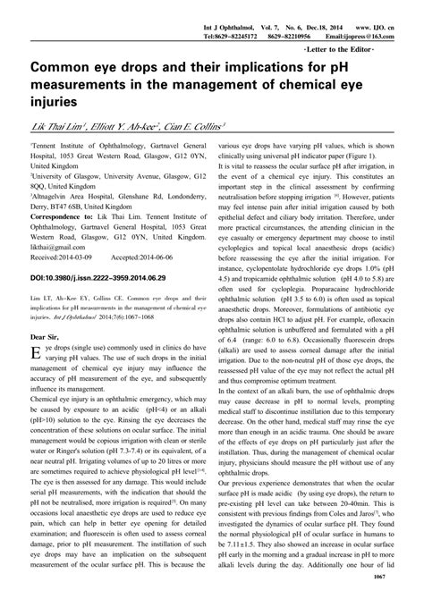 (PDF) Common eye drops and their implications for pH measurements in ...