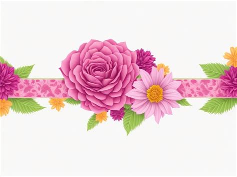 Premium Ai Image A Pink Ribbon With Flowers On It