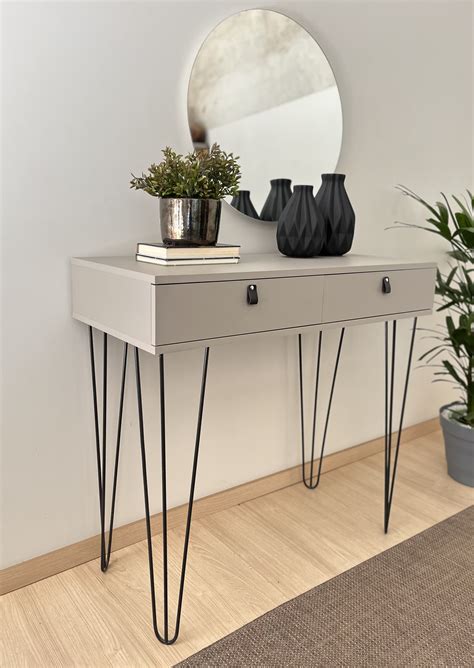 Aparador Dalí estilo industrial duas gavetas nude 90cm