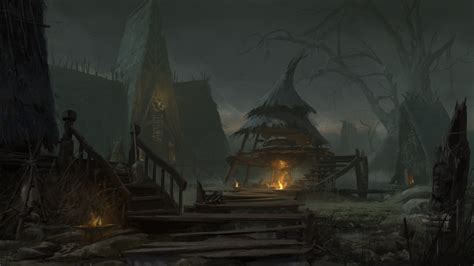 Artstation Witches Village Fantasy Landscape Landscape Concept