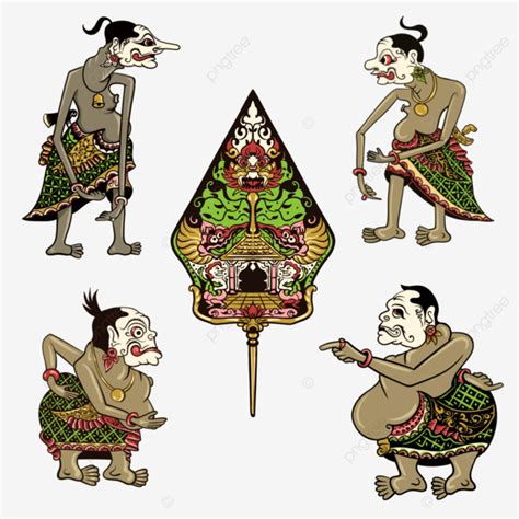 Gunungan And Wayang Punakawan Semar Gareng Petruk Bagong Puppet