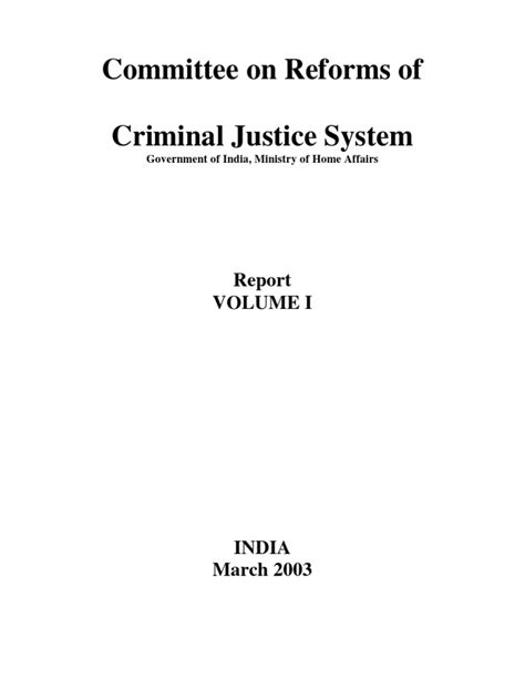 Malimath Committe Report Pdf Crime And Violence Crime Thriller