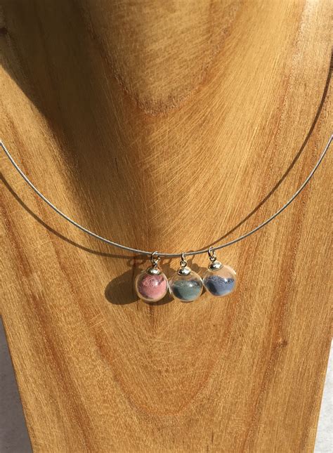 Collier cable 3 bulles rose émeraude bleu Bijoux Colliers ras de