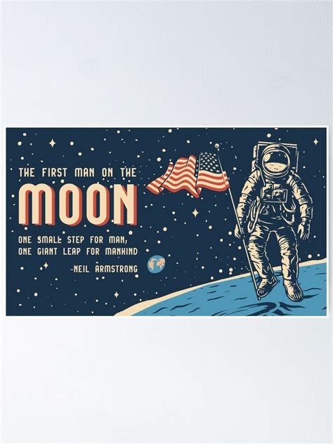 Vintage First Man On The Moon Landing Poster For Sale By Renju1902