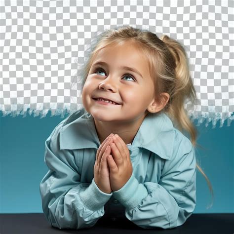 Premium PSD A Amused Preschooler Girl With Blonde Hair From The