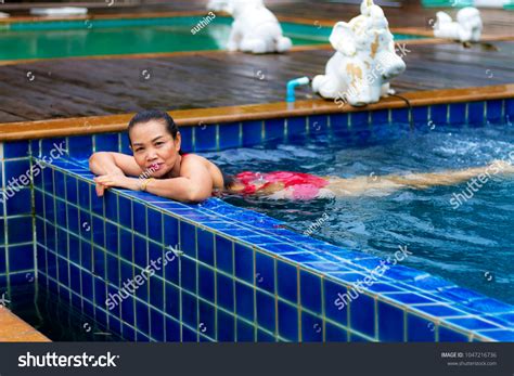 Woman Pretty Red Bikini Swimming Pool Stock Photo 1047216736 Shutterstock