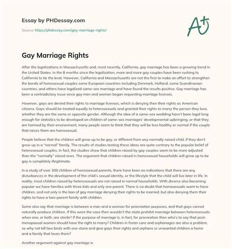 Gay Marriage Rights PHDessay