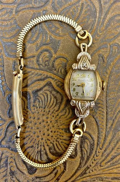 Vintage Bulova 10k Gold Filled Watch With Diamonds And Box Gf30 Etsy