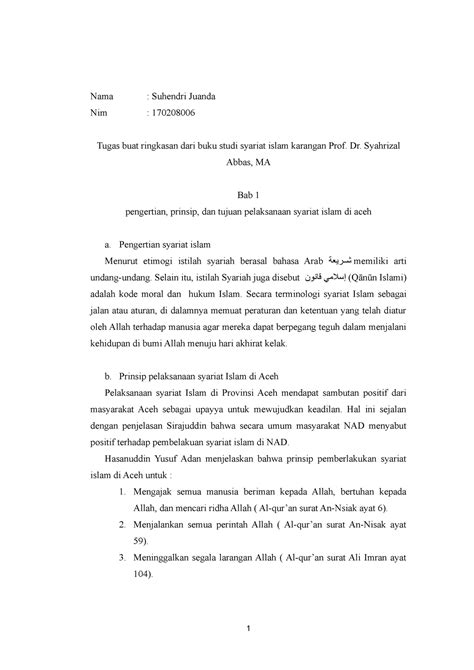 Ringkasan Dari Buku Studi Syariat Islam Karangan Prof Dr Syahrizal