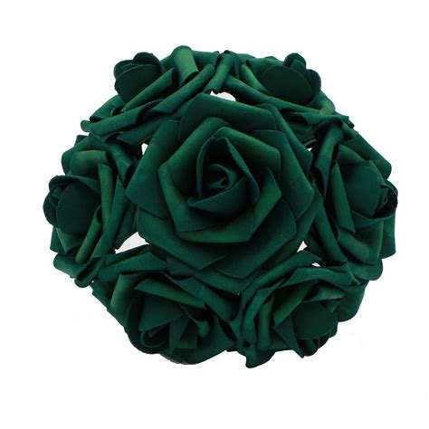 Emerald Flowers Artificial Roses 8cm 100 PCS Hunter Green Flowers for ...