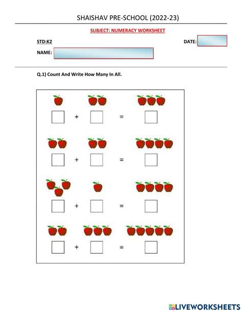 Numeracy Worksheet Exercise Live Worksheets