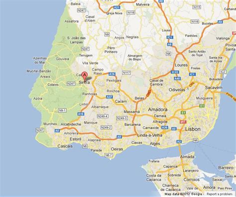 Sintra on Map of Region of Lisbon