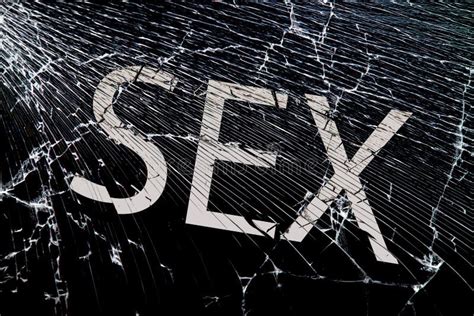 Gloomy Broken Glass With Cracks With The Inscription Sex Stock Image Image Of Damage